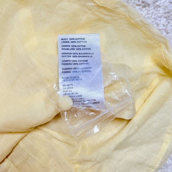 SOLD Free People Yellow V Neck Button Up Ruched Lace Flutter Sleeve Blouse Top S - Picture 6 of 12